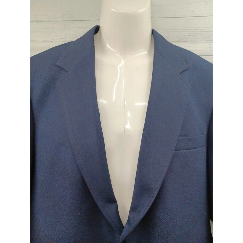 Vtg Haggar Mens Blazer Jacket Sz 42 Washable Blue 2 Gold Buttons